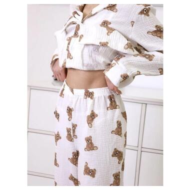 Піжама жіноча муслінова молочна Тедді розмір М  100 бавовна 033234 (4823093455696) фото №3