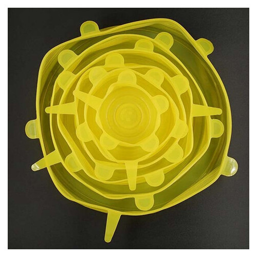 Універсальні кришки для посуду LifeFLUX Chizequar силіконові 6 шт жовтий (1093-2019) фото №4