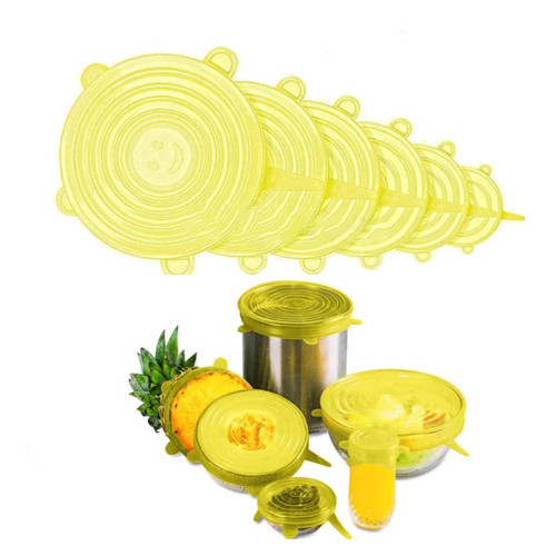 Універсальні кришки для посуду LifeFLUX Chizequar силіконові 6 шт жовтий (1093-2019) фото №1