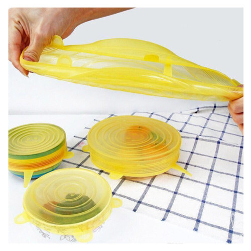 Універсальні кришки для посуду LifeFLUX Chizequar силіконові 6 шт жовтий (1093-2019) фото №2