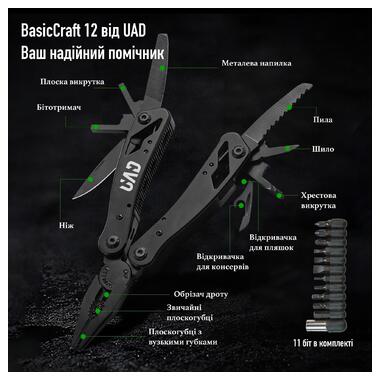 Мультитул професійний BasicCraft 12 інструментів чорний фото №2