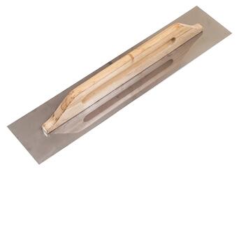 Терка - гладилка Polax з дерев'яною ручкою та нержавіючим полотном, гладка 125х580 мм (100-094) фото №1