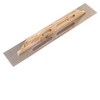 Терка - гладилка Polax з дерев'яною ручкою та нержавіючим полотном, гладка 125х680 мм (100-095) фото №1