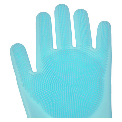 Силіконові рукавички для миття посуду Supretto, Синій фото №3