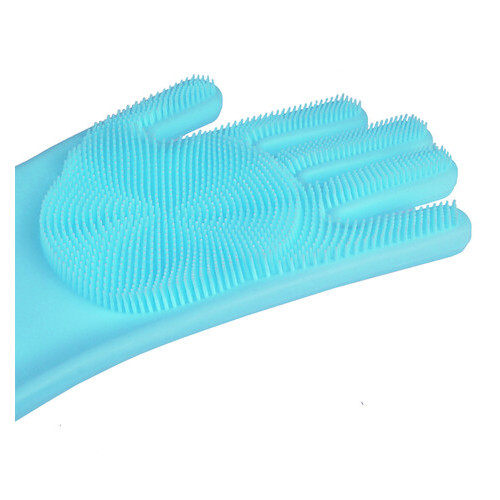 Силіконові рукавички для миття посуду Supretto, Синій фото №1