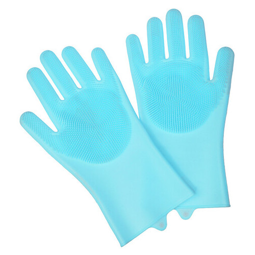 Силіконові рукавички для миття посуду Supretto, Синій фото №2