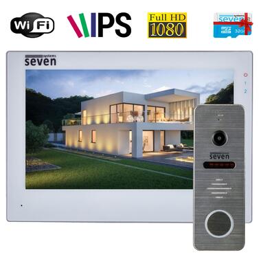 Комплект Wi-Fi домофону 7 дюймів з панеллю виклику SEVEN DP-7577/04Kit white фото №1