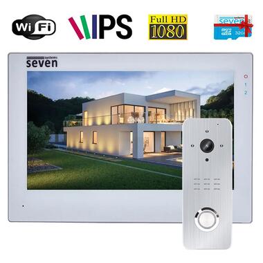 Комплект Wi-Fi домофону 7 дюймів з панеллю виклику SEVEN DP-7577/07Kit white фото №1