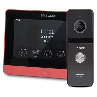 Комплект Wi-Fi відеодомофонa 7 BCOM BD-760FHD/T Red з підтримкою Tuya Smart + BT-400FHD Black фото №1