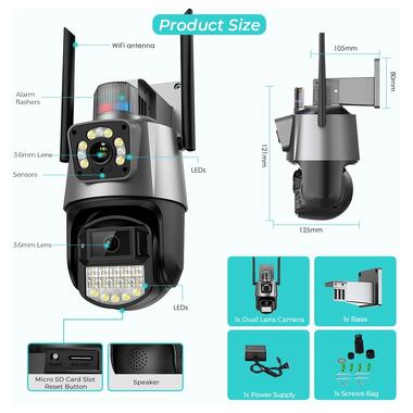 Уличная камера XPRO 8MP 4K IP Camera Outdoor WiFi PTZ (43912-_1343) фото №4