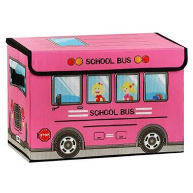 Кошик-пуфік для іграшок Шкільний автобус, рожевий (C61900) фото №1