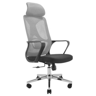 Офісне крісло Richman Монеро Хром M-1 (Tilt) Сітка чорна + сітка сіра (ADD0003211) фото №1
