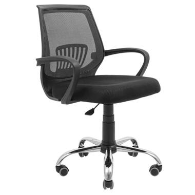 Офісне крісло Richman Стар Хром Піастра Сітка чорна + сіра (ADD0003156) фото №1