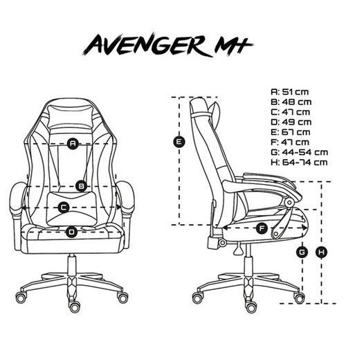 Ігрове крісло Gaming Chair Fury Avenger M, 50мм, Black-White (NFF-1710) фото №30