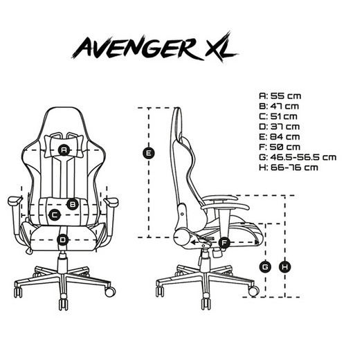 Ігрове крісло Gaming Chair Fury Avenger XL, 60мм, Black-White (NFF-1712) фото №39