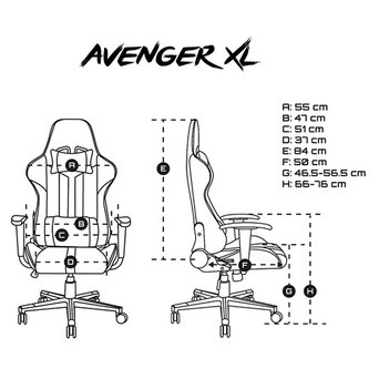 Ігрове крісло Gaming Chair Fury Avenger XL, 60мм, Black-White (NFF-1712) фото №40