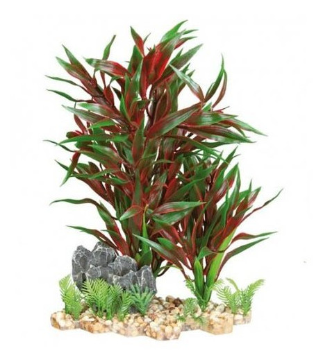 Растение пластиковое Trixie на каменной подложке 28см красное фото №1