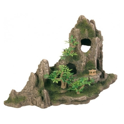 Декорація для акваріума Trixie Скала з печерою і рослинами 27х13х16,5см (8854) фото №1