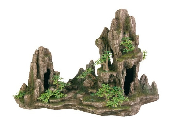 Декорація для акваріума Trixie Скала з печерою і рослинами 45х22х28см (8855) фото №1
