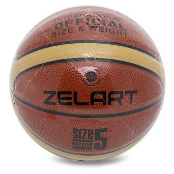 М'яч баскетбольний Zelart Game Approved GB4400 №5 Коричнево-жовтий (57363041) фото №7