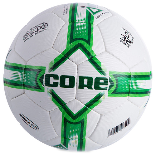 М'яч футбольний Core Briliant Super CR-010 №5 Біло-зелений (57568019) фото №1
