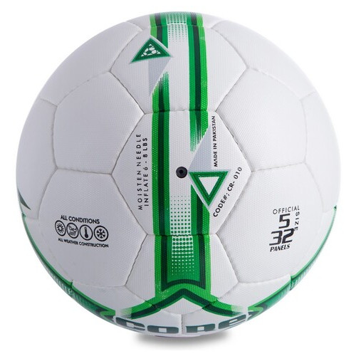 М'яч футбольний Core Briliant Super CR-010 №5 Біло-зелений (57568019) фото №2