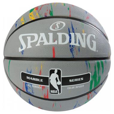 М'яч баскетбольний Spalding NBA Marble Outdoor Grey/Multi-Color Size 7 3001550100117 фото №1