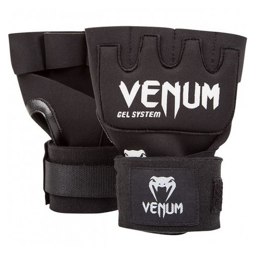 Бінт-рукавички гелеві Venum Kontact Gel Glowe Wraps Чорні з білим фото №1