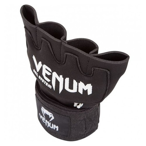 Бінт-рукавички гелеві Venum Kontact Gel Glowe Wraps Чорні з білим фото №2
