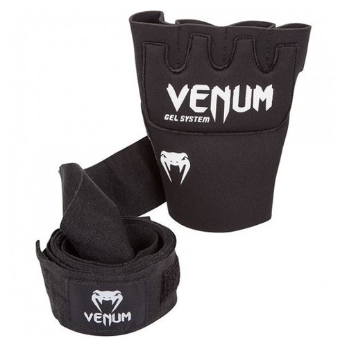 Бінт-рукавички гелеві Venum Kontact Gel Glowe Wraps Чорні з білим фото №6
