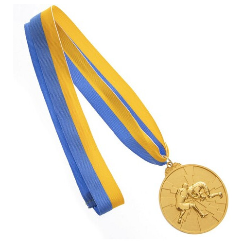 Медаль спортивна зі стрічкою двокольорова FDSO Боротьба C-4852 Золотий (33508247) фото №3