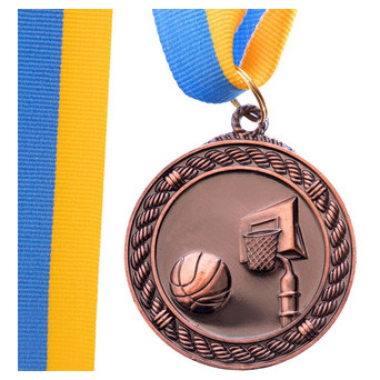 Медаль спортивна зі стрічкою FDSO Баскетбол C-7019 Бронзовий (33508311) фото №1