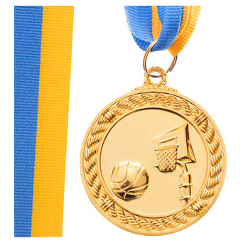 Медаль спортивна зі стрічкою FDSO Баскетбол C-7019 Золотий (33508311) фото №1