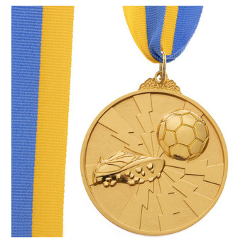 Медаль спортивна зі стрічкою двокольорова FDSO Футбол C-4847 Золотий (33508321) фото №1