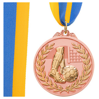 Медаль спортивна зі стрічкою двокольорова FDSO Футбол C-7030 Бронзовий (33508323) фото №1