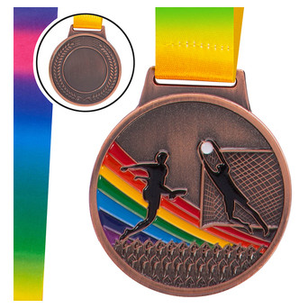 Медаль спортивна зі стрічкою кольорова FDSO Футбол C-0342 Бронзовий (33508322) фото №1
