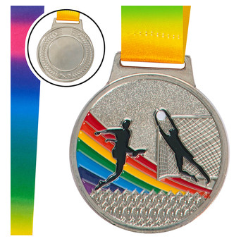 Медаль спортивна зі стрічкою кольорова FDSO Футбол C-0342 Срібний (33508322) фото №1