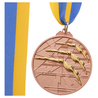 Медаль спортивна зі стрічкою двокольорова FDSO Плавання C-4848 Бронзовий (33508327) фото №1