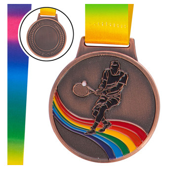 Медаль спортивна зі стрічкою кольорова FDSO Великий теніс C-0338 Бронзовий (33508324) фото №1