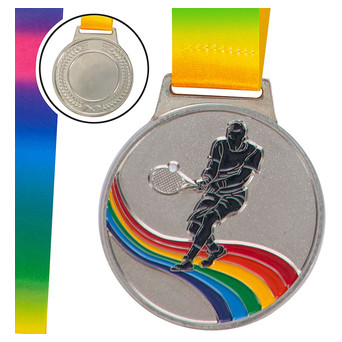 Медаль спортивна зі стрічкою кольорова FDSO Великий теніс C-0338 Срібний (33508324) фото №1