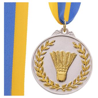Медаль спортивна зі стрічкою двоколірна FDSO Бадмінтон C-7027 Срібний (33508345) фото №1
