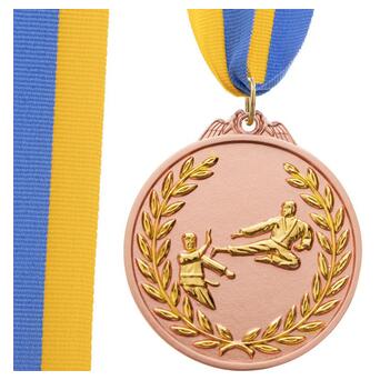 Медаль спортивна зі стрічкою двокольорова FDSO Карате C-7026 Бронзовий (33508369) фото №1