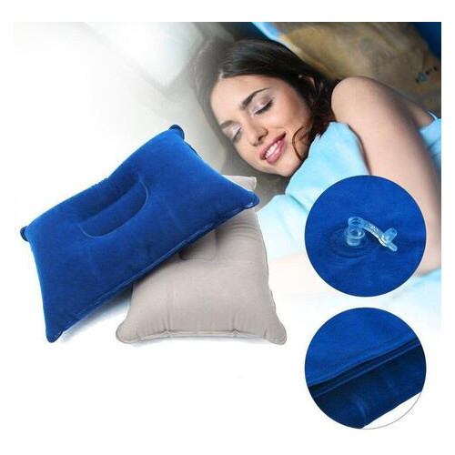 Надувна туристична подушка для кемпінгу сіра фото №2