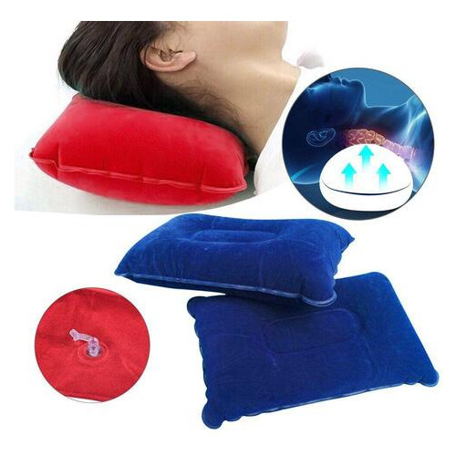 Надувна туристична подушка для кемпінгу синя фото №3