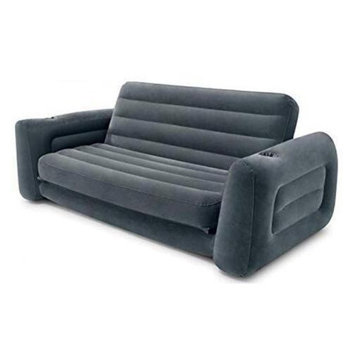 Надувной диван двухместный 2 в 1 Intex 66552 203х224х66 см серый (ZE35011054) фото №1