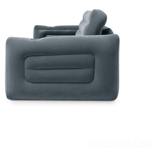 Флокований диван трансформер 2 в 1 Intex 66552-2, 203 х 224 х 66 см, з подушками та ручним насосом Чорний фото №6