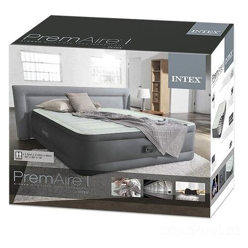 Надувне ліжко двоспальне Intex 64906-3, 152 х 203 х 46, вбудований електронасос, подушки, наматрацник фото №6