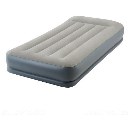 Надувная кровать Intex 64116-3 99 х 191 х 30 см подушка наматрасник односпальная Сірий фото №4