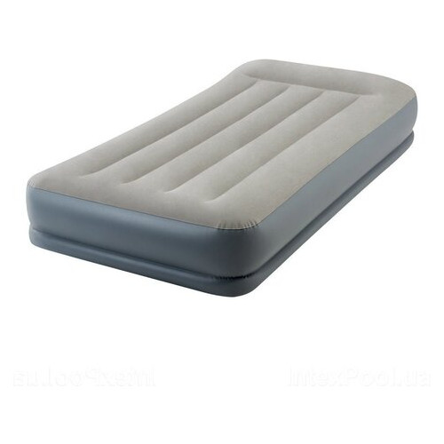 Надувная кровать Intex 64116-3 99 х 191 х 30 см подушка наматрасник односпальная Сірий фото №3