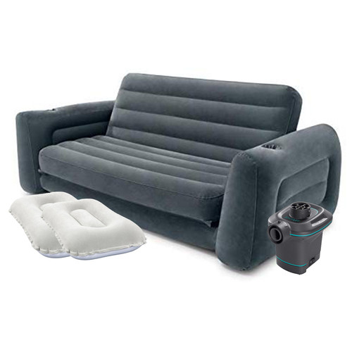 Надувний диван Intex 66552-4, 203 х 224 х 66 см з електричним насосом та подушками фото №2